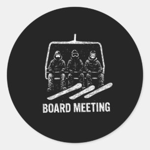 Snowboard Board Meeting Ski Lift Skier Winter Spor Classic Round Sticker