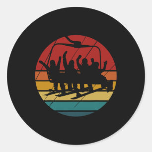 Snowboard Board Meeting Ski Lift Skier Winter Spor Classic Round Sticker