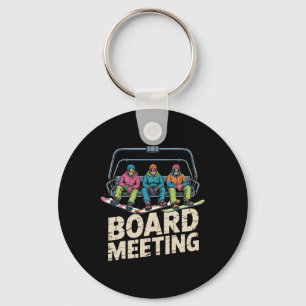 Snowboard Board Meeting Ski Lift Skier Winter Spor Key Ring