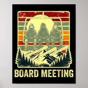 Snowboard Board Meeting Ski Lift Skier Winter Spor Poster
