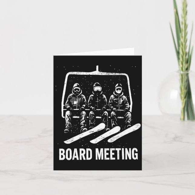 Snowboard Board Meeting Ski Lift Skier Winter Srts Card (Front)