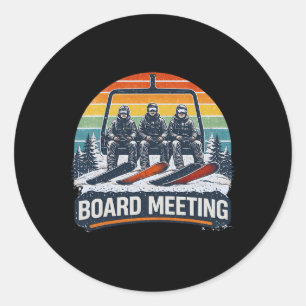 Snowboard Board Meetings Ski Lift Skier Winter Spo Classic Round Sticker