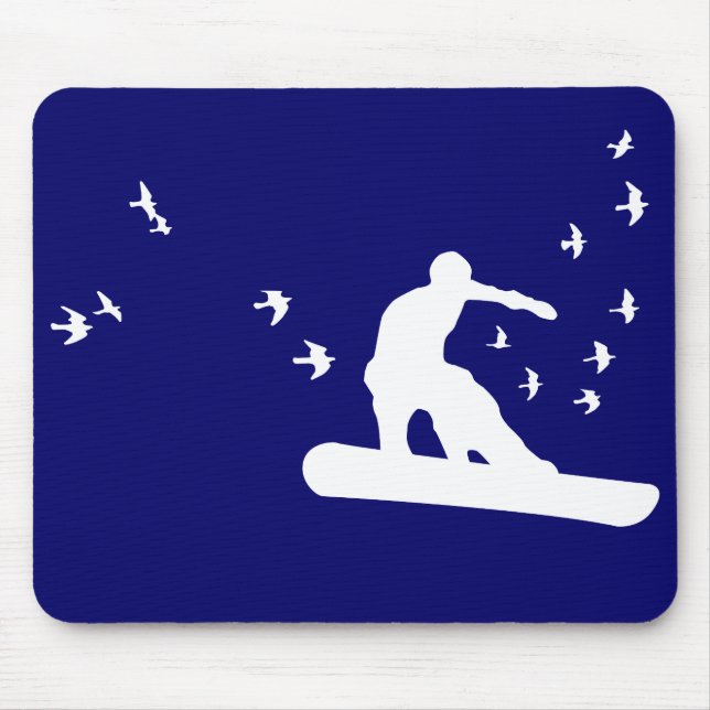 snowboard. board with birds. mouse pad (Front)