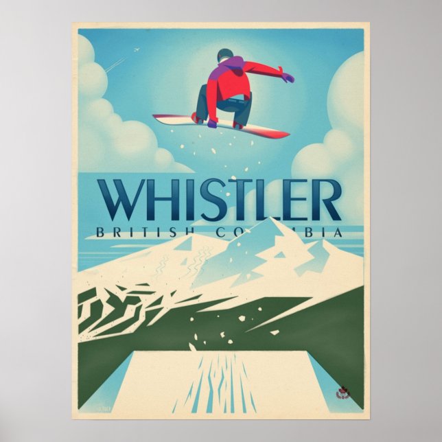 Snowboard Booter Whistler BC Travel Poster (Front)
