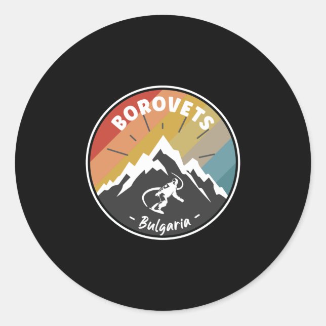 Snowboard Borovets Bulgaria Classic Round Sticker (Front)