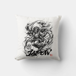 Snowboard Brush Art - Skier Fujin God Cushion