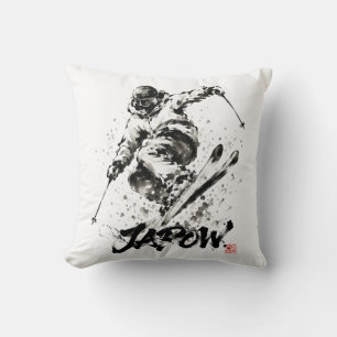 Snowboard Brush Art - Skier Light Cushion
