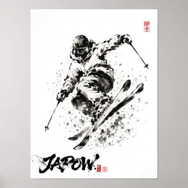 Snowboard Brush Art - Skier light Poster (Front)