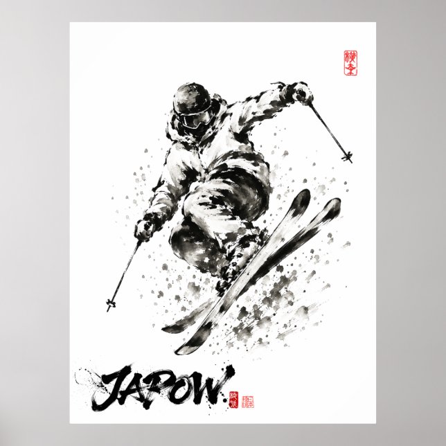 Snowboard Brush Art - Skier light Poster (Front)