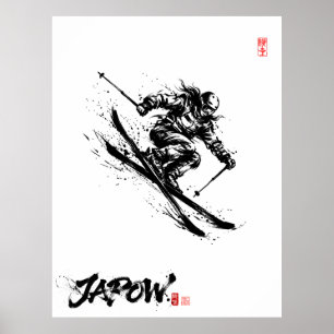 Snowboard Brush Art - Skier Women Poster