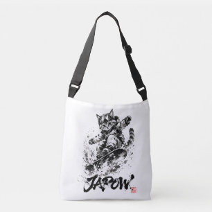 Snowboard Brush Art - Snowboarder cat Crossbody Bag