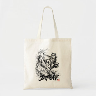 Snowboard Brush Art - Snowboarder Dog Shiba Inu Tote Bag
