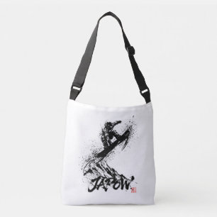 Snowboard Brush Art - Snowboarder Grab Jump Crossbody Bag