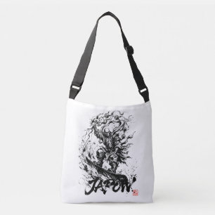 Snowboard Brush Art - Snowboarder Raijin God Crossbody Bag