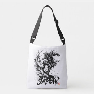 Snowboard Brush Art - Snowboarder Samurai Crossbody Bag