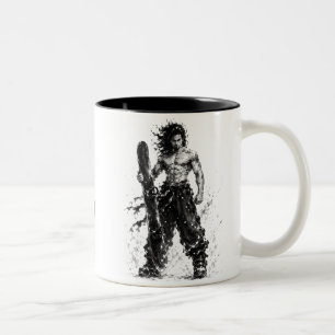 Snowboard Brush Art - Standing Samurai Musashi Two-Tone Coffee Mug