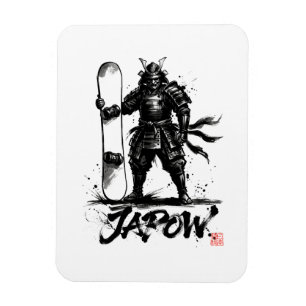 Snowboard Brush Art - Standing Samurai snowboard Magnet