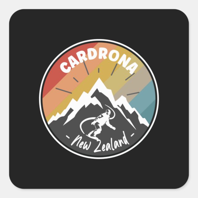Snowboard Cardrona New Zealand Square Sticker (Front)