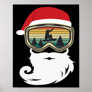Snowboard Christmas As Santa Claus Snowboarder Poster