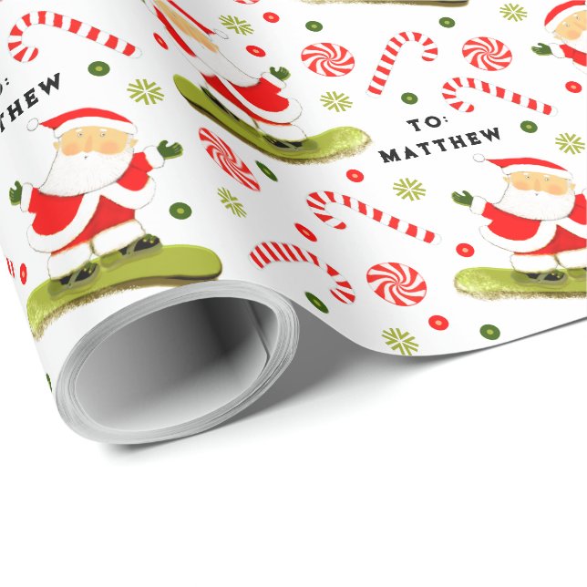 Snowboard Christmas Gift Wrapping Paper (Roll Corner)
