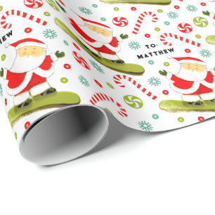 Snowboard Christmas Holiday Gift Wrapping Paper
