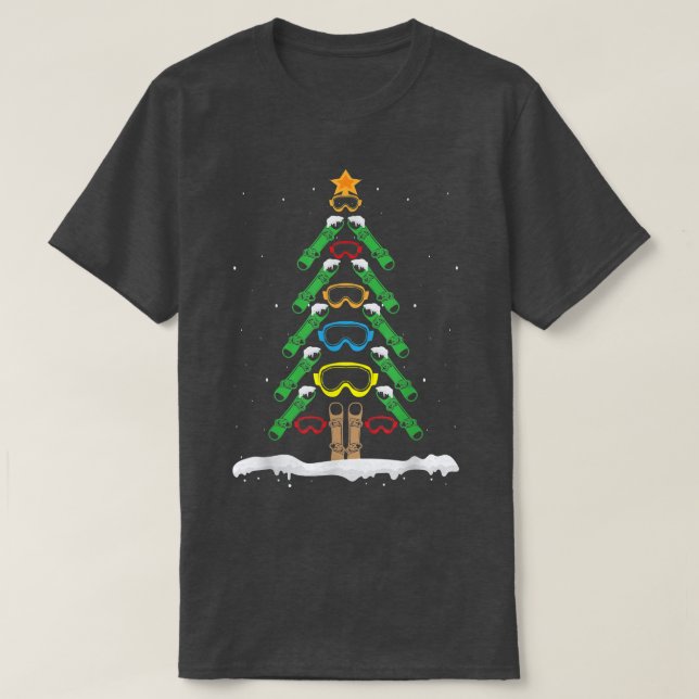Snowboard Christmas Tree Funny Xmas Boarding Snowb T-Shirt (Design Front)