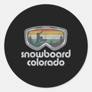 Snowboard Colorado Mountain Resort Retro Snowboard Classic Round Sticker