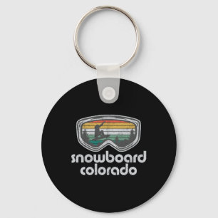 Snowboard Colorado Mountain Resort Retro Snowboard Key Ring