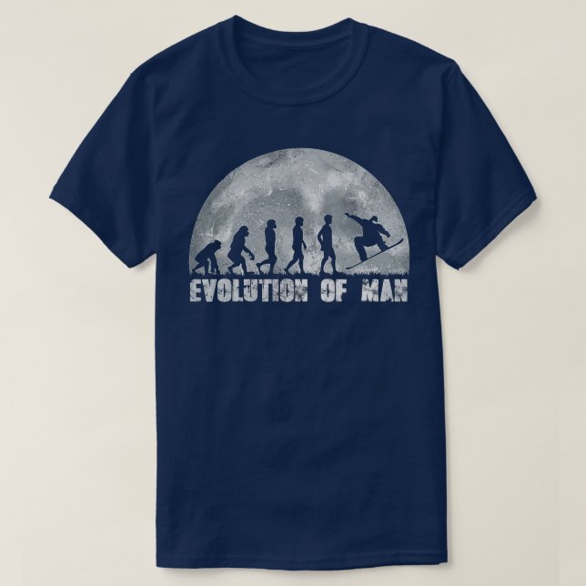Snowboard Cool Evolution of Man Snowboarding  T-Shirt (Design Front)