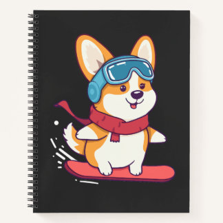 Snowboard Corgi Perfect for Dog Fans Notebook