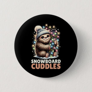 Snowboard Cuddles Christmas Lit Bigfoot Snowboardi 6 Cm Round Badge