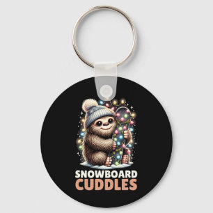 Snowboard Cuddles Christmas Lit Bigfoot Snowboardi Key Ring