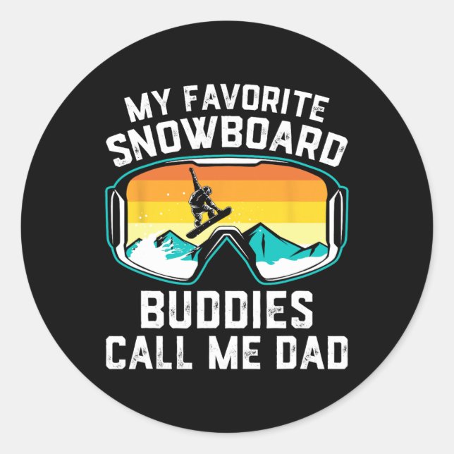 Snowboard Dad Gift Fathers Day Snowboarding Lover  Classic Round Sticker (Front)