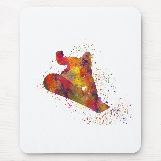 snowboard en acuarela mouse pad (Front)
