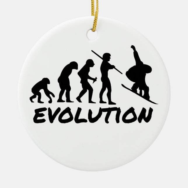 Snowboard Evolution Ceramic Tree Decoration (Front)