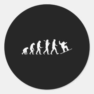 Snowboard Evolution Gift From Cavemen To A Snowboa Classic Round Sticker