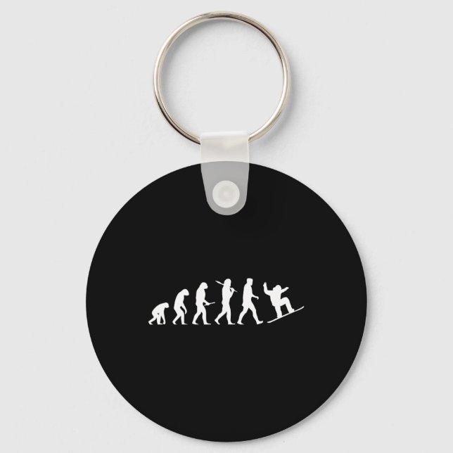 Snowboard Evolution Gift From Cavemen To A Snowboa Key Ring (Front)