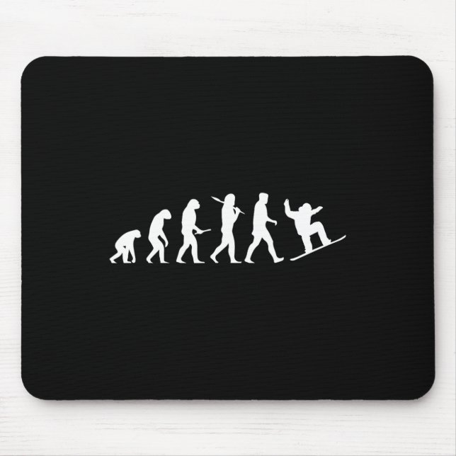 Snowboard Evolution Gift From Cavemen To A Snowboa Mouse Pad (Front)