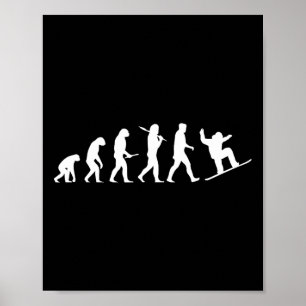 Snowboard Evolution Gift From Cavemen To A Snowboa Poster