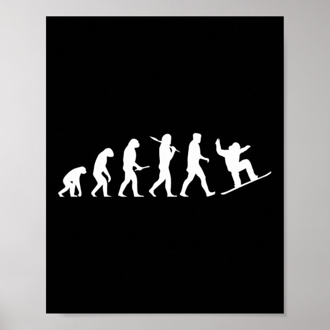 Snowboard Evolution Gift From Cavemen To A Snowboa Poster (Front)