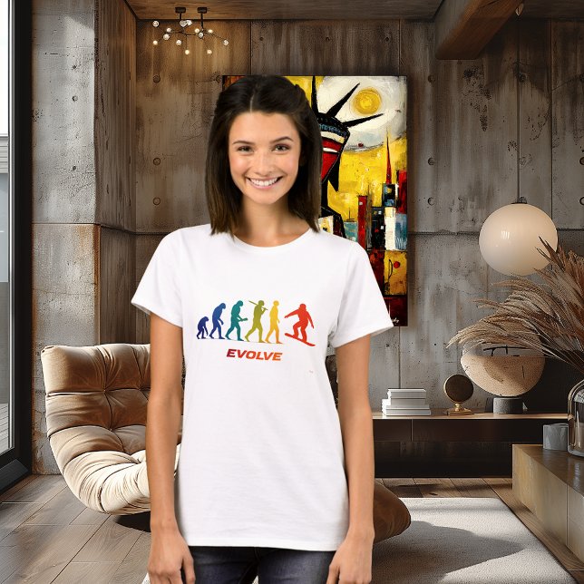 Snowboard Evolution Silhouette Jump Design T-Shirt (Creator Uploaded)