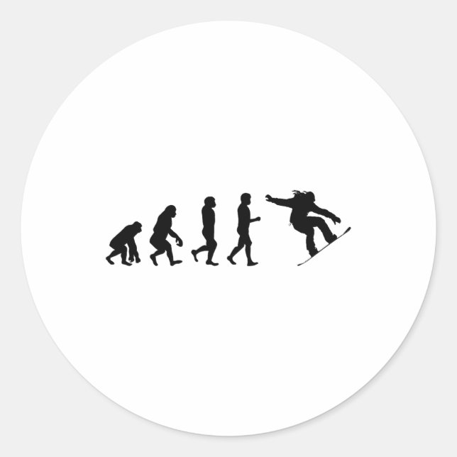 Snowboard Evolution – Skating Lovers Snowboarding  Classic Round Sticker (Front)