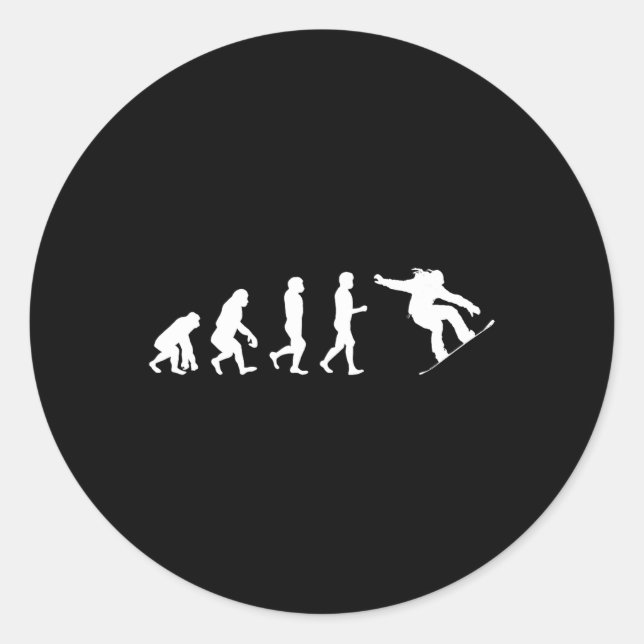 Snowboard Evolution – Skating Lovers Snowboarding  Classic Round Sticker (Front)