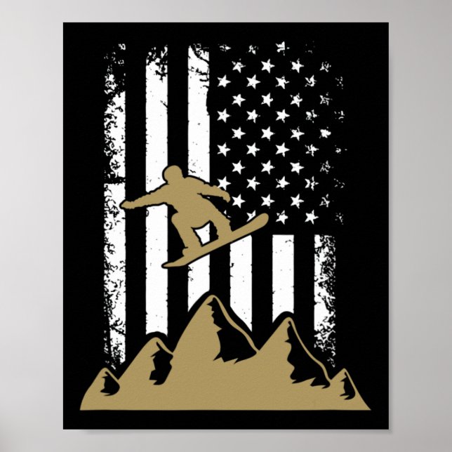 Snowboard Flag Winter Snowboarding Sport Ski Gift  Poster (Front)