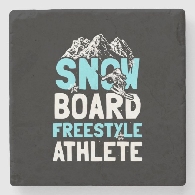 Snowboard Freestyle Athlete Stone Coaster (Front)
