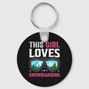 Snowboard Girl Snowboarding Winter Mountains Snow  Key Ring