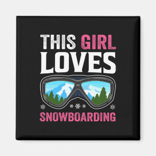 Snowboard Girl Snowboarding Winter Mountains Snow Magnet