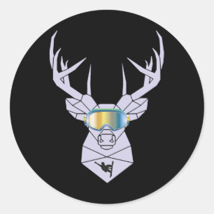 Snowboard Goggles Funny Snowboarding Moose Gift  Classic Round Sticker
