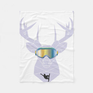 Snowboard Goggles Funny Snowboarding Moose Gift Fleece Blanket