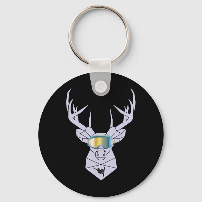 Snowboard Goggles Funny Snowboarding Moose Gift  Key Ring (Front)